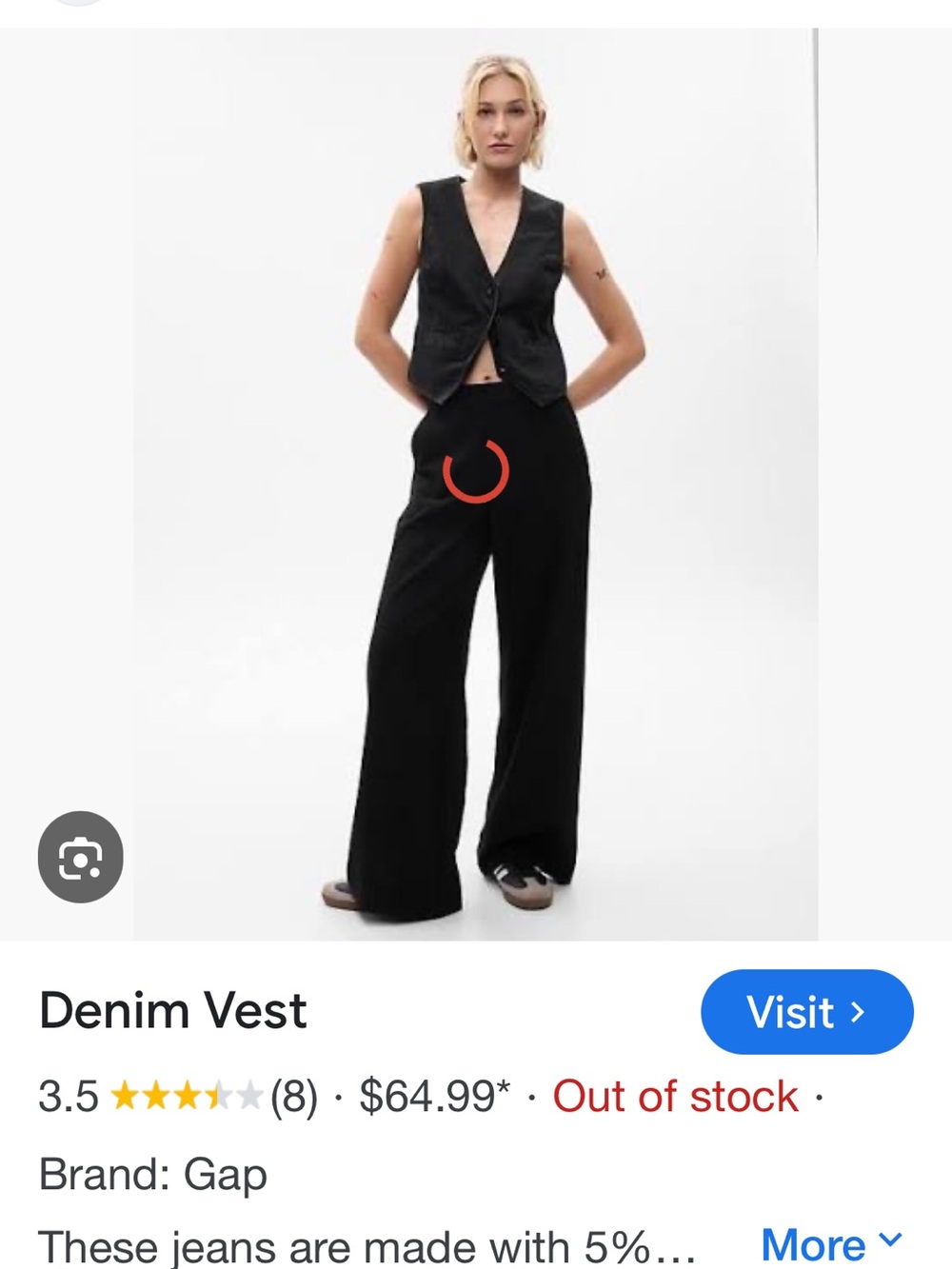 GAP Black Denim Vest